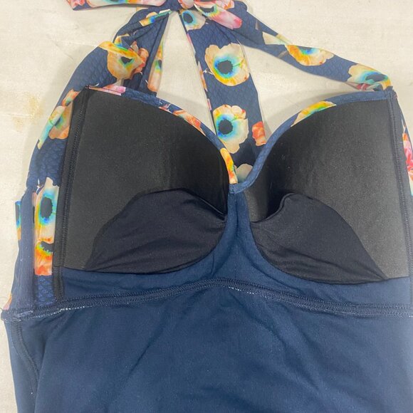 Seafolly Halter One Piece  Swimsuit Womens Size 10 (US 6 )Floral Print Ruched Re - Picture 9 of 12